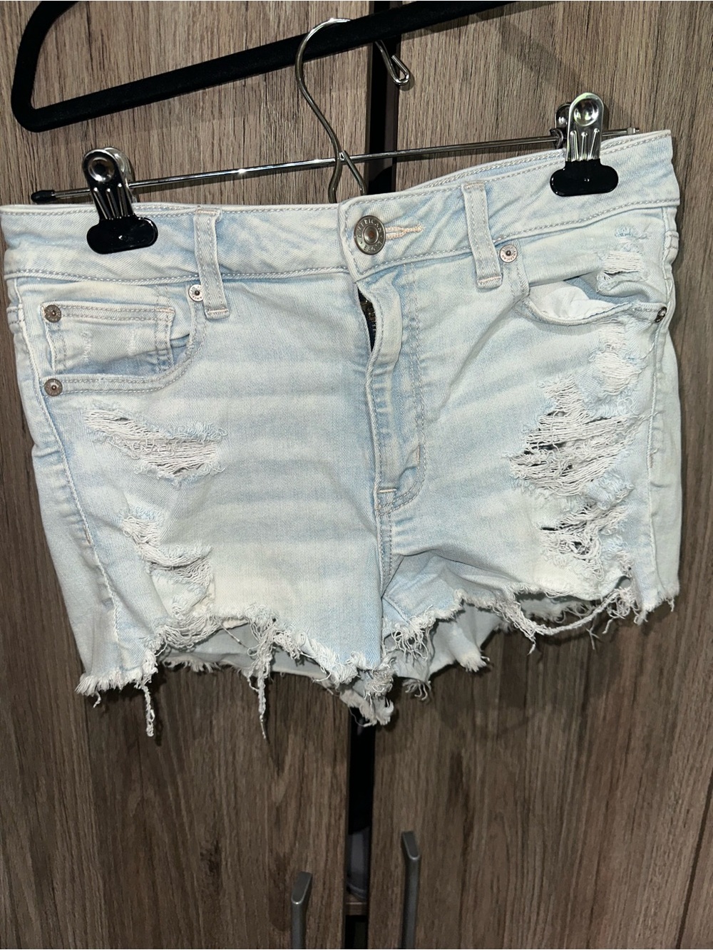 American Eagle Light Blue Next Level Stretch Jean Shorts